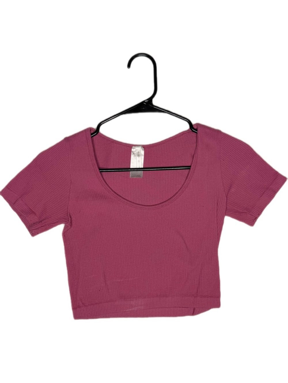 Dusty Rose Ribbed Short Sleeve Crop Top -